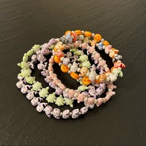 3/$20 Ocean Beach Themed Stack Bracelets Turtles Whales Smiles Sea Beaded Pastel